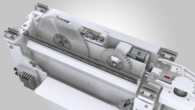 Réglage automatique et continu de la hauteur de coupe pour un dépassement optimisé de la lame de scie et un bord propre.