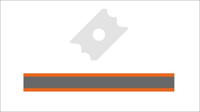 Racleur agrégat multi pour un lissage parfait des rayons et des chanfreins sur des arêtes en plastique à deux profils. Racleur agrégat multi pour un lissage parfait des rayons et des chanfreins sur des arêtes en plastique à deux profils.